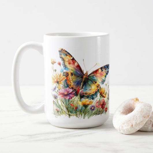 Mug Papillon et pâte à café Fleur sauvage (Avec donut)