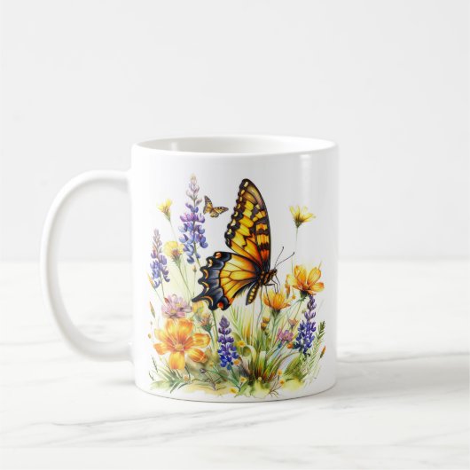 Mug Papillon et pâte à café Fleur sauvage (Gauche)
