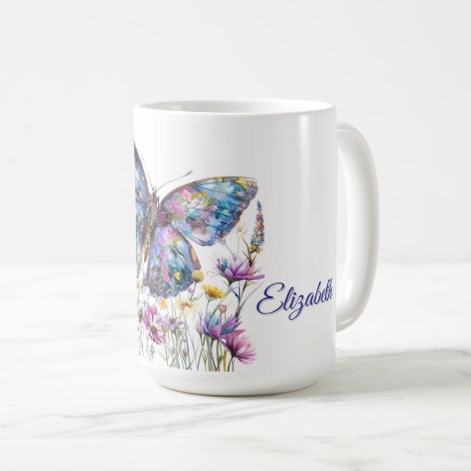 Mug Papillon et pâte à café Fleur sauvage (Devant droit)