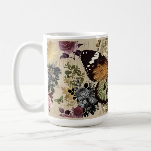 Mug Papillon et pâte à café Rose (Gauche)