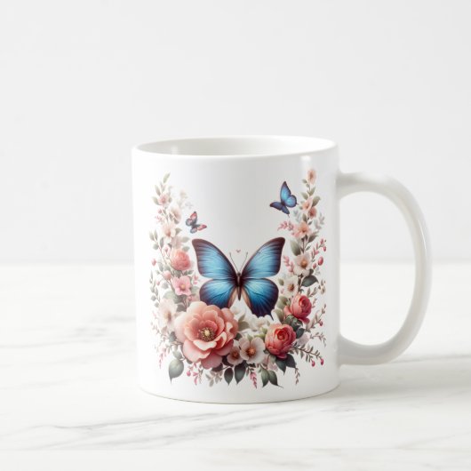 Mug Papillon Fleuriste Personnalisé Joyeux Anniversair (Droite)