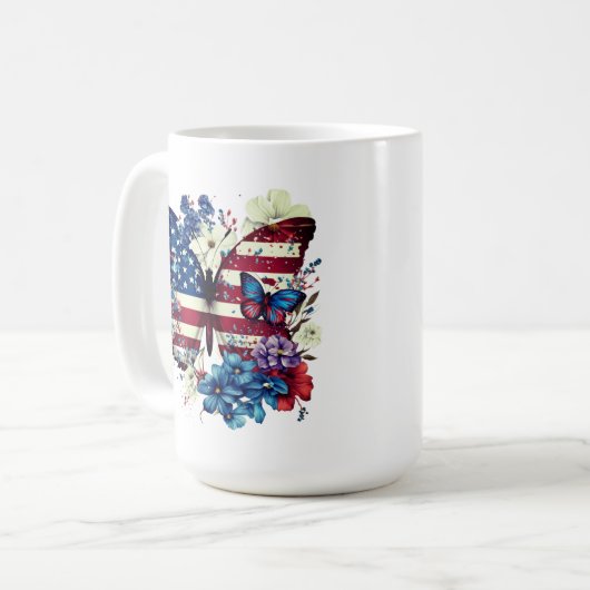 Mug Papillon, Fleurs, Fête de l'Indépendance (Devant gauche)