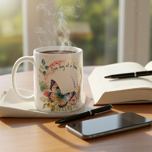 Mug Papillon floral aquarelle personnalisé