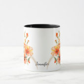 Mug Papillon floral de crapet bleu orange (Centre)