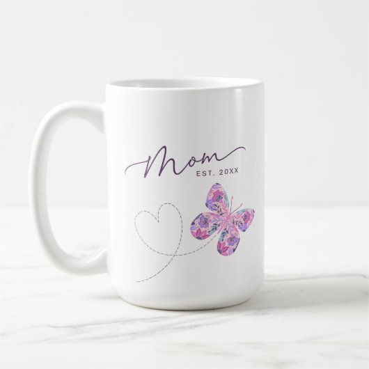 Mug Papillon floral Maman personnalisée (Gauche)