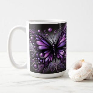 Mug Papillon gothique blanc violet noir couleur