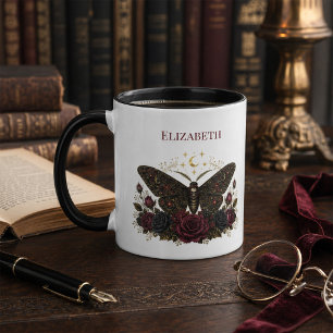 Mug Papillon gothique personnalisé Roses bordeaux Deux