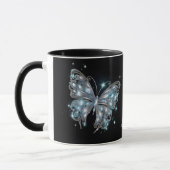 Mug Papillon Imaginaire bleu argenté sur noir (Gauche)