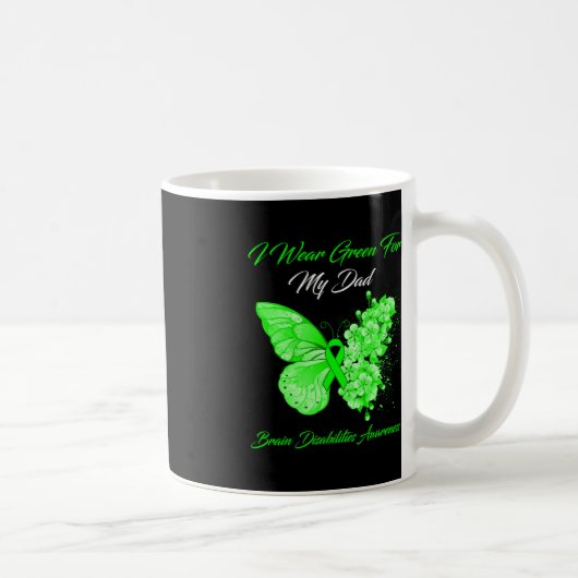 Mug Papillon Je Porte Vert Pour Mon Papa Cerveau Désab (Droite)