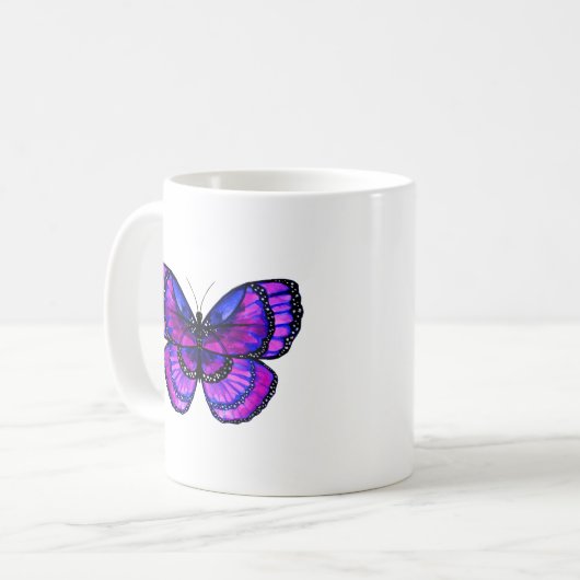 Mug Papillon mauve et bleu (Devant gauche)