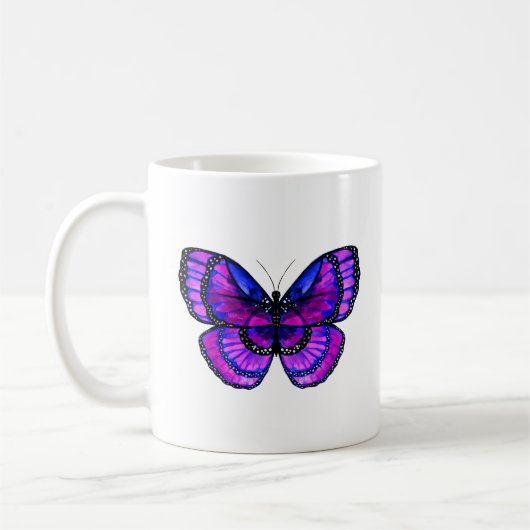 Mug Papillon mauve et bleu (Gauche)