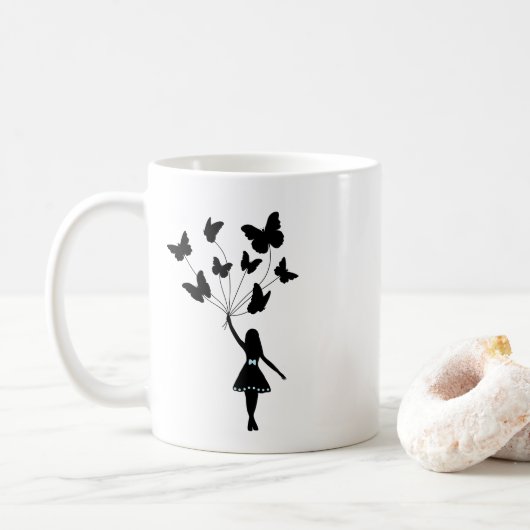 Mug Papillon mignon fille avec devise Suivez vos rêves (Avec donut)