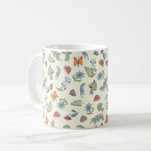 Mug Papillon mignon, fleurs, champignons, papillon de (Devant gauche)
