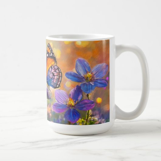 Mug Papillon minuscule sur les Fleurs sauvages au leve (Droite)
