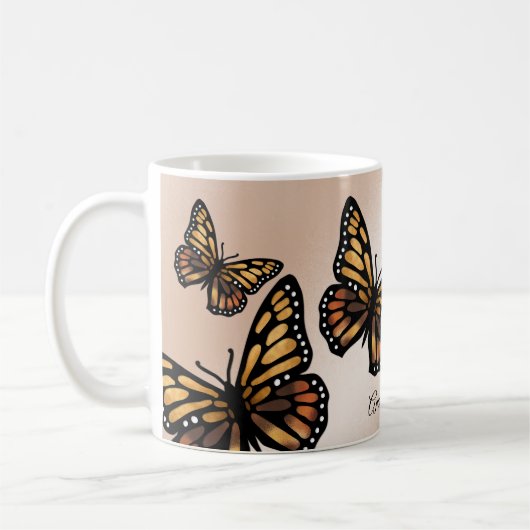 Mug Papillon monarque ailes dorées été nature (Gauche)