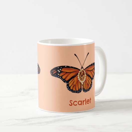 Mug Papillon Monarque Citrine de novembre personnalisé (Devant droit)