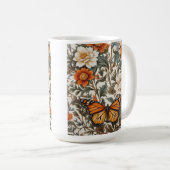 Mug Papillon Monarque Élégant Inspiré de William Morri (Devant droit)