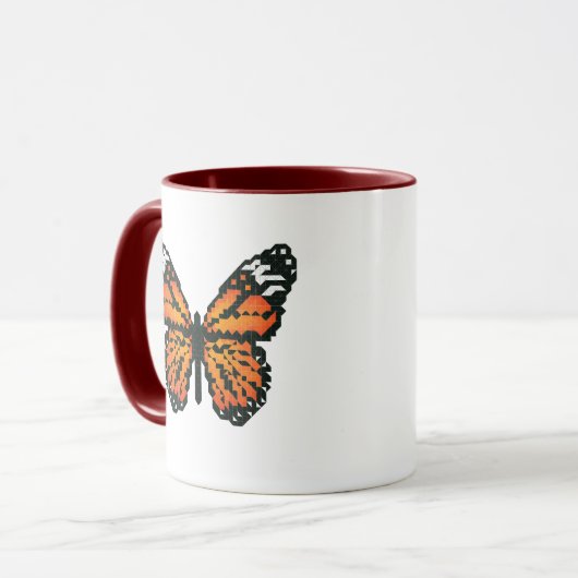 Mug Papillon monarque en polygone (Devant gauche)