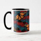 Mug Papillon monarque sur des fleurs rouges (Gauche)