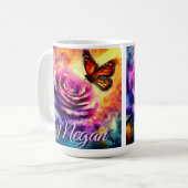 Mug Papillon Monarque sur Rose au Coucher de Soleil Pe (Devant gauche)
