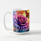 Mug Papillon Monarque sur Rose au Coucher de Soleil Pe (Gauche)