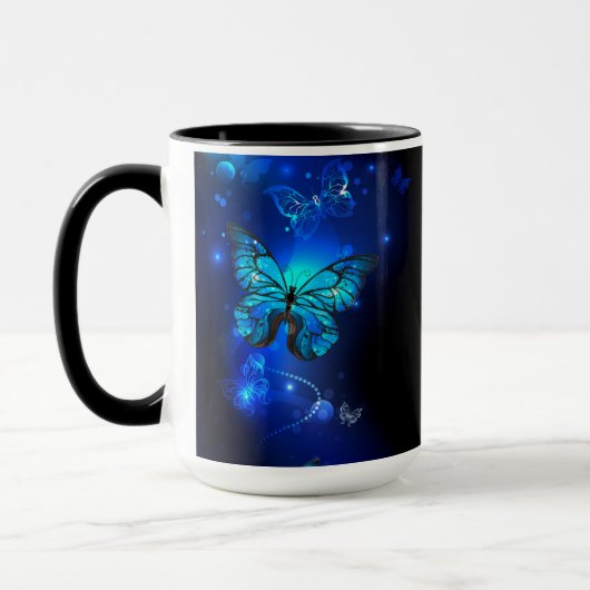 Mug Papillon Morpho sur fond sombre (Gauche)