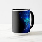 Mug Papillon Morpho sur fond sombre (Devant droit)
