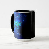 Mug Papillon Morpho sur fond sombre (Devant gauche)