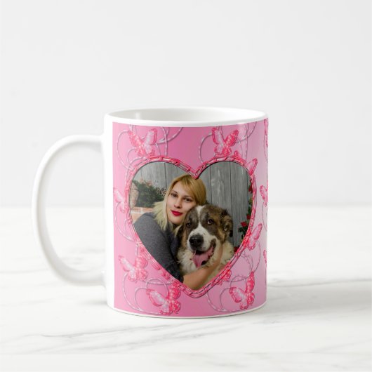 Mug Papillon Motif rose coeur pour toute occasion (Gauche)