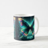 Mug Papillon multicolore radiant représentant l'espoir (Devant droit)