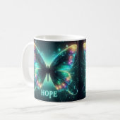 Mug Papillon multicolore radiant représentant l'espoir (Devant gauche)