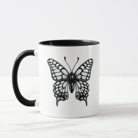 Mug Papillon Noir Blanc (Gauche)