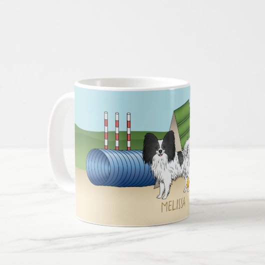 Mug Papillon Noir Et Blanc Avec Équipement D'Agilité (Devant gauche)