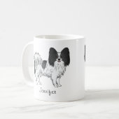Mug Papillon noir et blanc Chien mignon avec nom perso (Devant gauche)