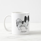 Mug Papillon Noir Et Blanc Cute Chien Avec Nom Personn (Gauche)