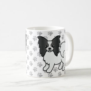 Mug Papillon noir et blanc mignon caricature Chien & P