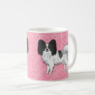 Mug Papillon noir et blanc mignon chien sur coeur rose