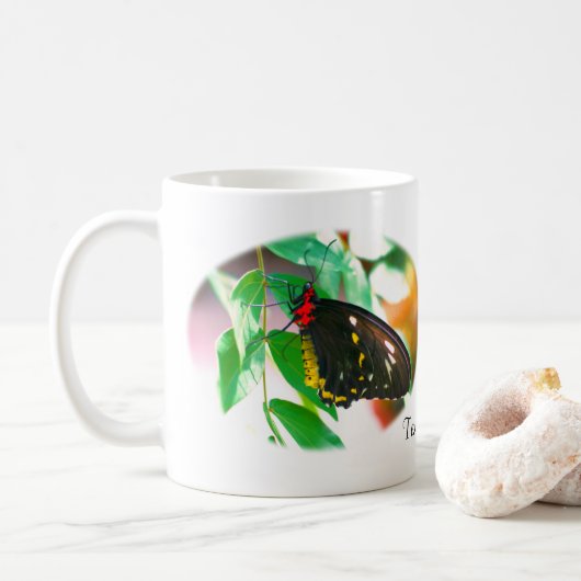 Mug Papillon noir nature personnalisée (Avec donut)