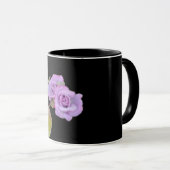 Mug Papillon noir violet Rose (Devant droit)