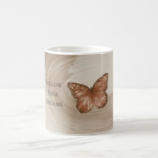 Mug Papillon orange crème brun tourbillon (Centre)