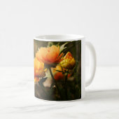 Mug Papillon orange et fleurs (Devant droit)