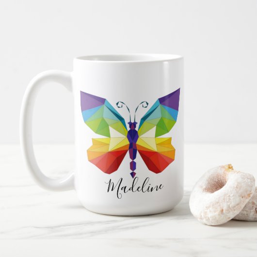 Mug Papillon peint, monogrammé (Avec donut)