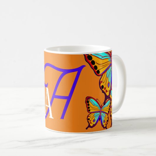 Mug Papillon personnalisé initial (Devant droit)