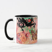 MUG PAPILLON PINK SPARKLES, MONOGRAMME FLEURALE NOIRE, (Gauche)