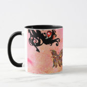 MUG PAPILLON PINK SPARKLES, MONOGRAMME FLEURALE NOIRE, (Gauche)