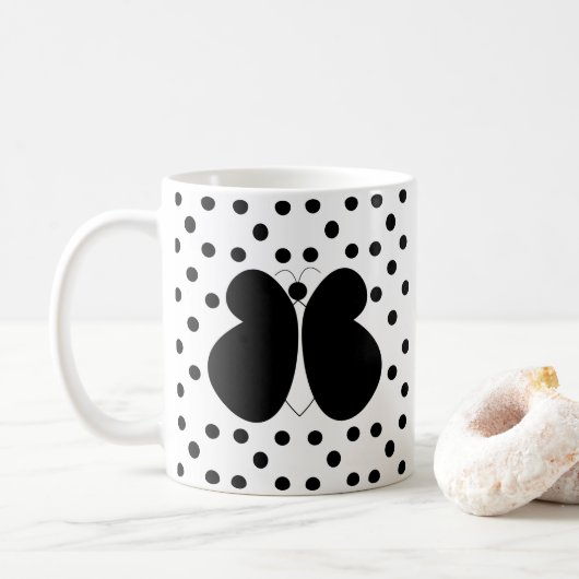 Mug Papillon Pois noir (Avec donut)