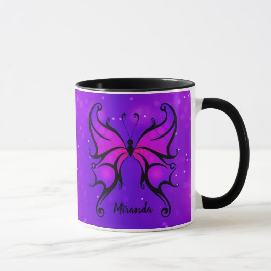 Mug Papillon pourpre Gras Personnaliser Nom Café cadea (Droite)