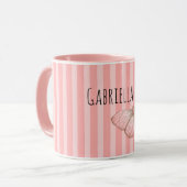 Mug Papillon rayé rose féminin (Devant gauche)
