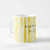 Mug Papillon Rayures Blanches Jaune Citron Trouve Joie (Devant gauche)