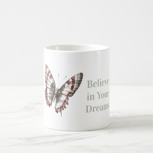 Mug Papillon Rayures Vert Blanc Bourgogne (Centre)